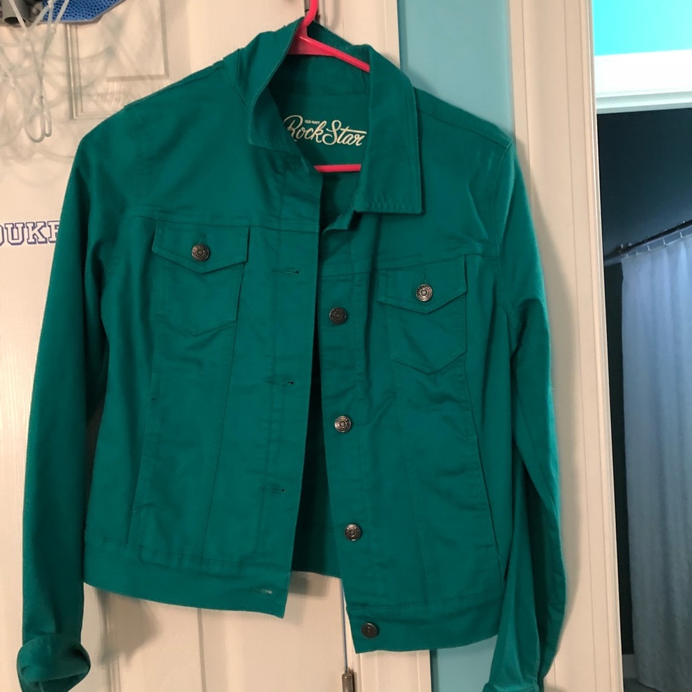NEVER WORN Green Jean Jacket